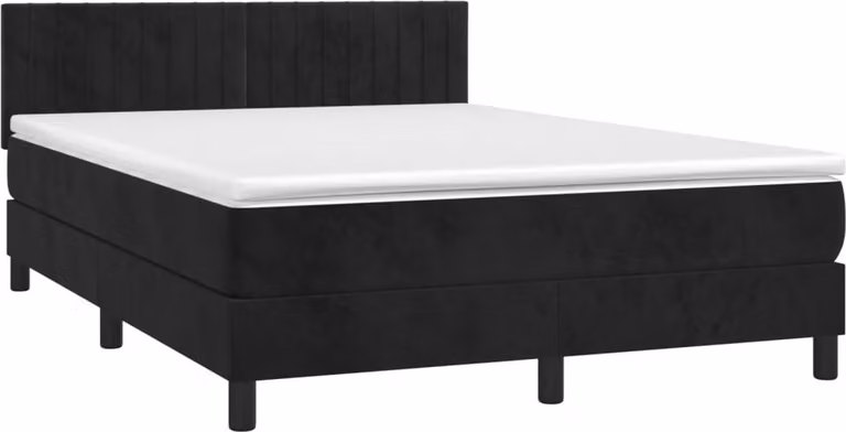 Giroletto a Molle con Materasso Nero 140x190 cm in Velluto