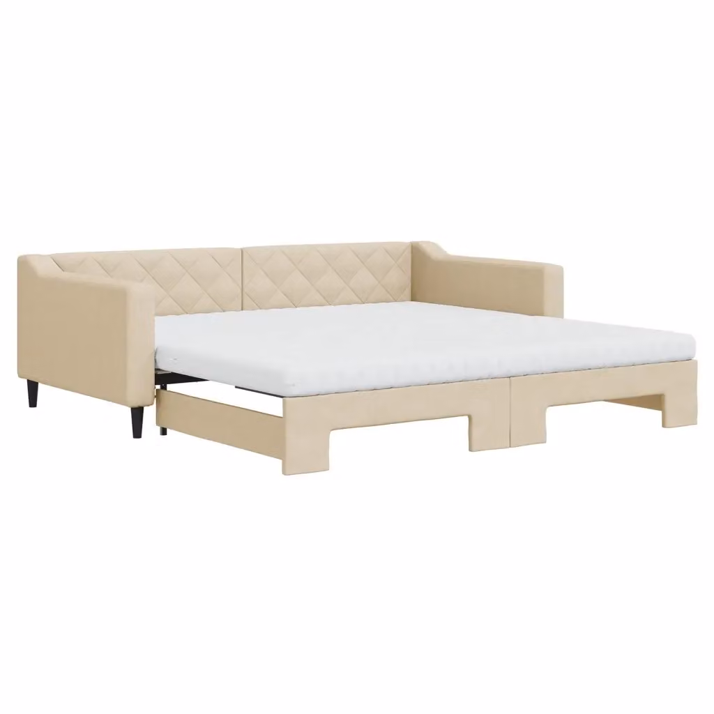 Divano Letto Estraibile vidaXL in Tessuto Beige con Materasso 100 x 200 cm – 2
