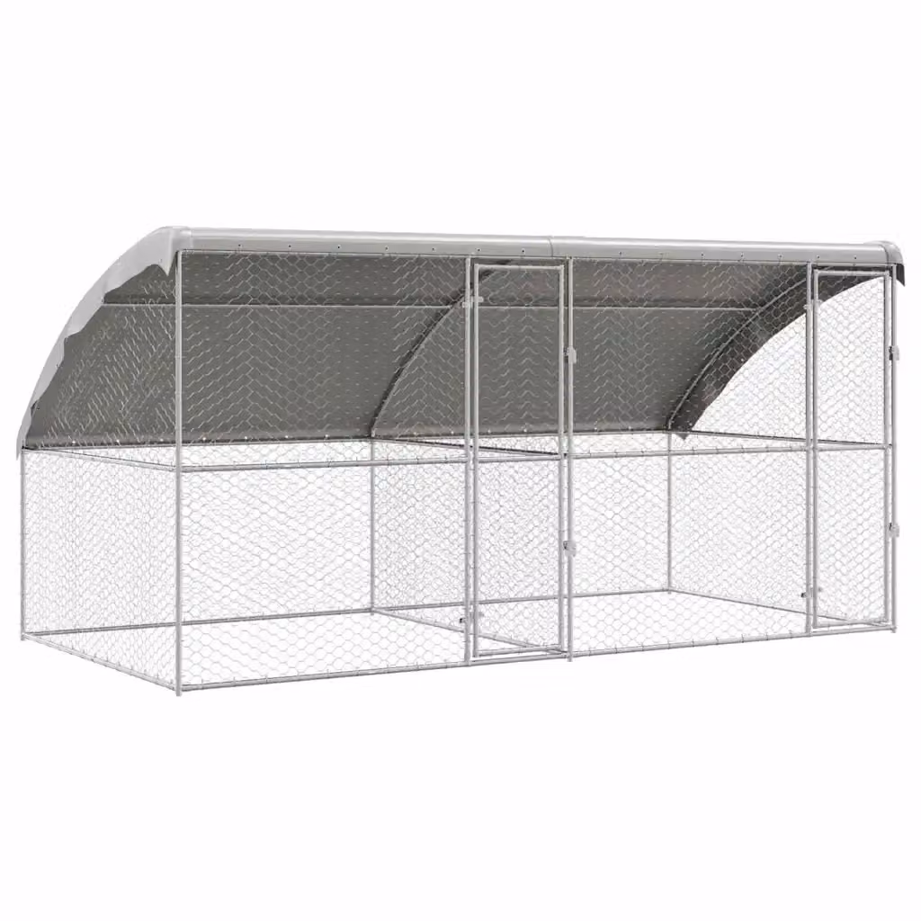 Set di 2 cuccie per cani vidaXL in metallo argentato, resistenti alle intemperie, L/P/H: 4 x 2 x 2 m – 2