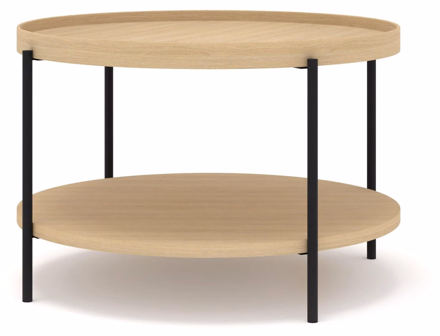 Tavolino FURNLUX Puffin in rovere chiaro e nero 84 cm / Colore principale: beige / Dimensioni: 84 x 54 x 84 cm