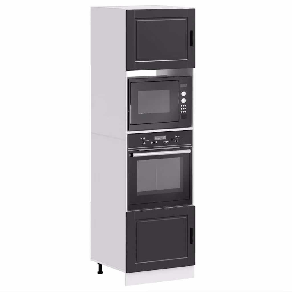 Set di 2 armadi per forno vidaXL in legno e MDF nero opaco per cucina