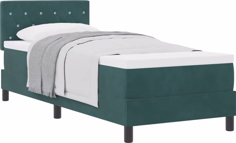 Letto a molle con materasso Verde Scuro 80 x 200 cm Velluto