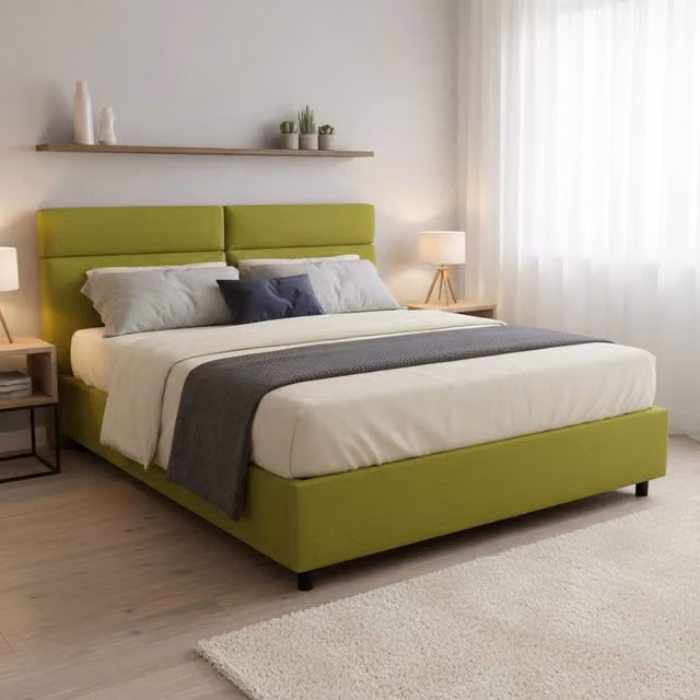 Letto Matrimoniale Alcatron DMORA Verde e Nero con Contenitore a Alzata L/P: 160 x 200 cm – 1