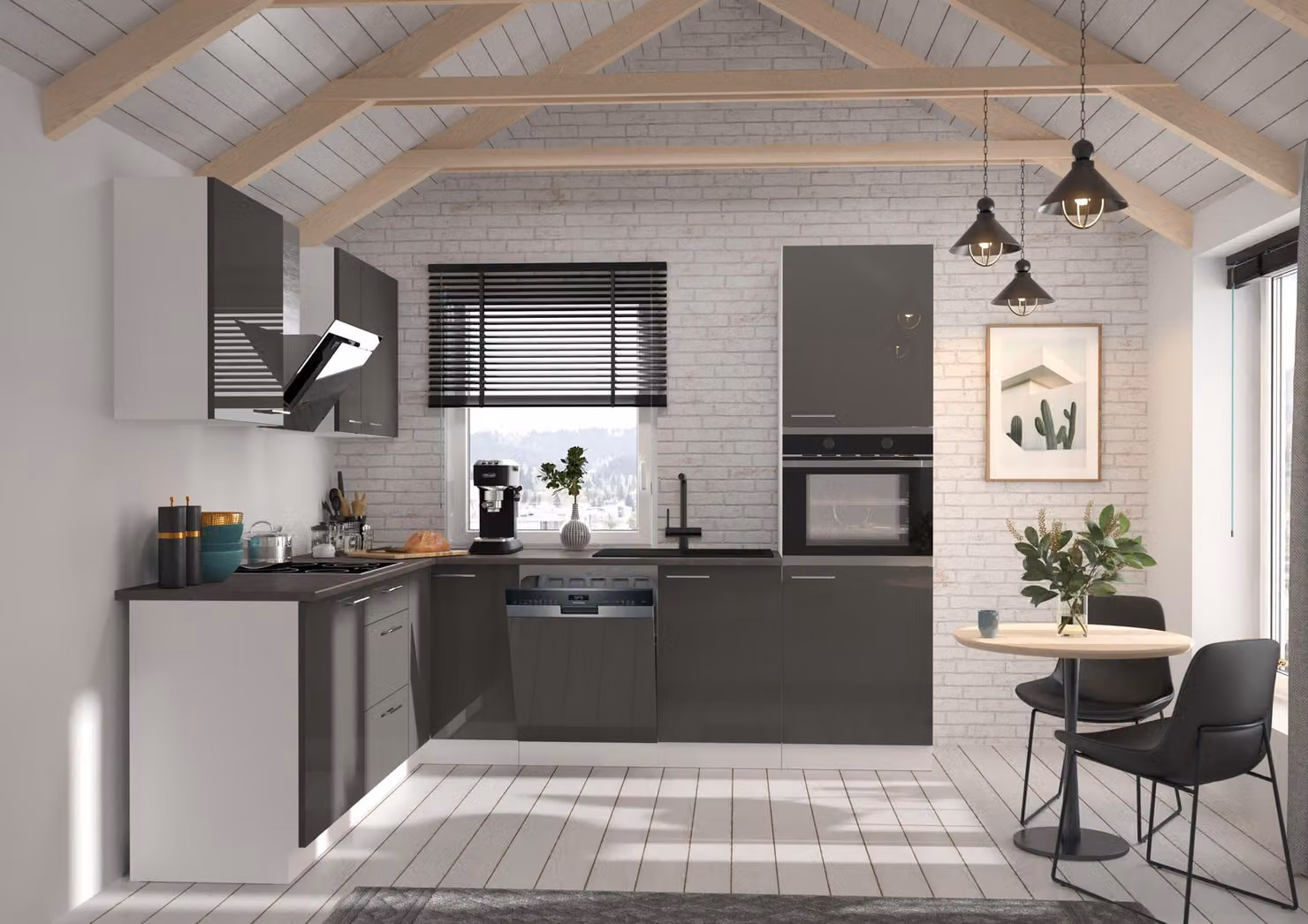 Cucina Lara Grigio/Bianco 210x260 cm Mobile cucina Cucina componibile Cucina ad angolo Cucina ad angolo