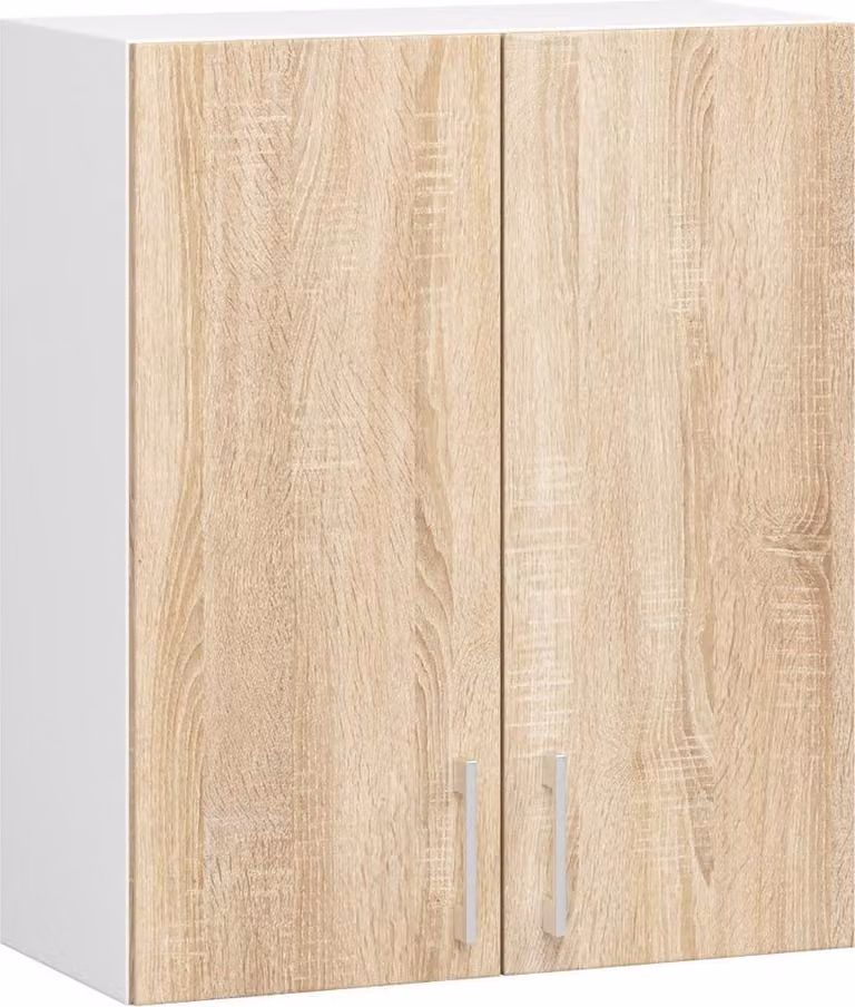 raumhirsch, pensile da cucina LIMA, mobiletto a parete con 2 ante, finitura effetto legno Sonoma opaco e bianco, dimensioni 60x30,5x72 cm