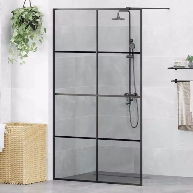 Parete Doccia Walk-in Nero 115 x 195 cm vetro temperato 42022050