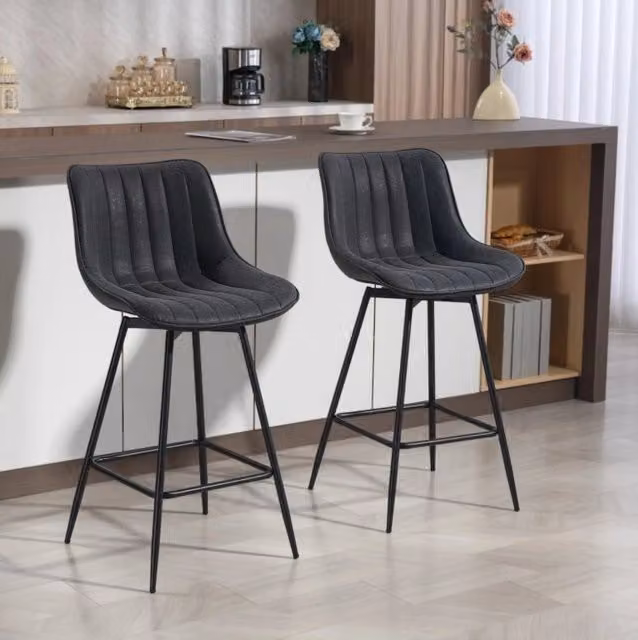 Set di 2 sgabelli da bar girevoli 68 cm con schienale, struttura in acciaio nero per cucina e sala da pranzo