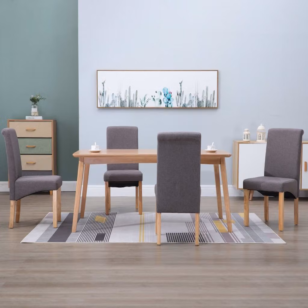 The Living Store Sedie da pranzo 4 pezzi. Tessuto taupe