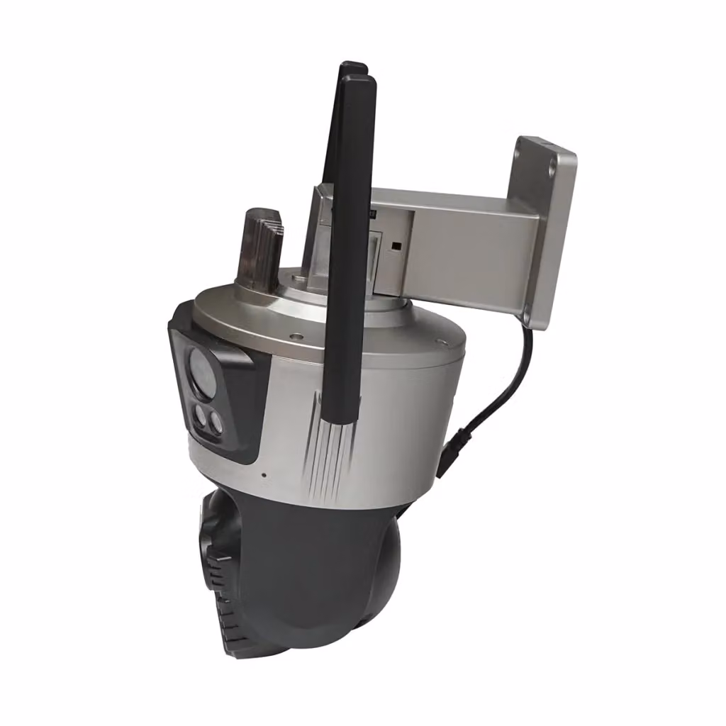 Telecamera di sorveglianza PTZ Breckner Germany con 4 lenti e 3 obiettivi da 12 MP, connessione WiFi 2.4G e Ethernet, sensore di movimento, rilevamento umano AI, visione notturna e applicazione iCSee, colore grigio – 2