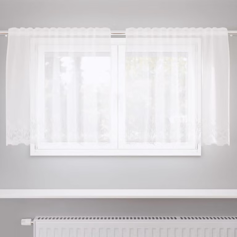 Tenda in pizzo bianca vidaXL con motivo floreale in poliestere, L 80 cm x H 150 cm