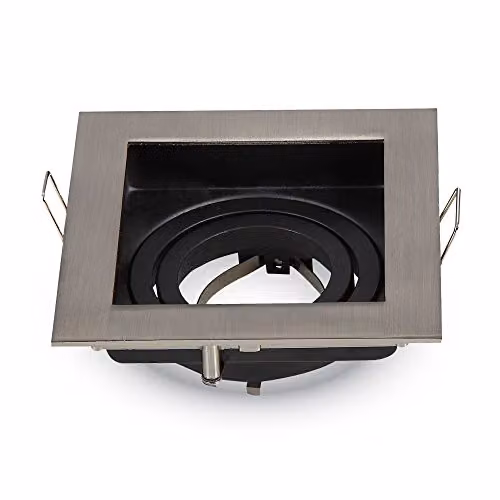Portafaretto LED da Incasso Quadrato GU10 e GU5.3 (MR16) Colore Nichel Satinato Orientabile