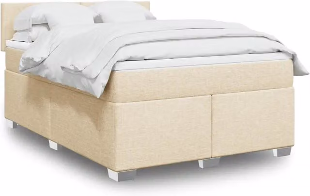 Giroletto a Molle con Materasso Crema 140x19 cm in Tessuto 3288181