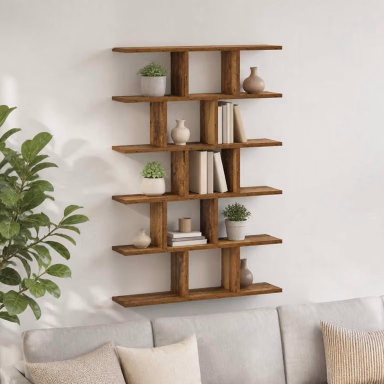 Scaffale da parete moderno vidaXL in legno di quercia marrone L: 70 cm, P: 17 cm, H: 101 cm