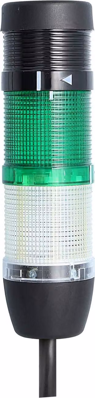 Colonna segnaletica STEX24 bianca-verde, 50 mm, 24 V CA/CC, luce lampeggiante a LED con cicalino, cavo da 2,5 metri, SS50-B2/24 155 Volume 90