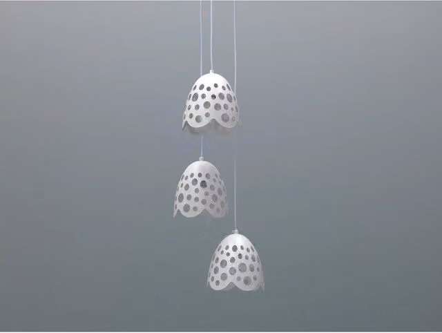 Lampada a sospensione Bells Stones bianca in metallo, H 125 cm x L 19,5 cm
