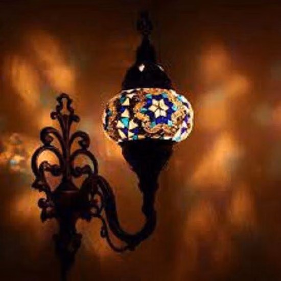 Lampada da parete orientale – Lampada a mosaico realizzata a mano in Turchia – Ø 15 cm, altezza 28 cm, E14 LED