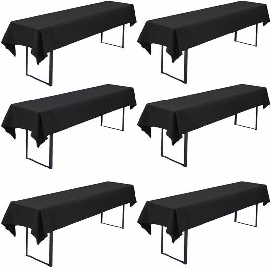 Set da tavolo da giardino 6 pezzi 110 x 260 cm Telaio in poliestere, lavabile e resistente, tovaglia da tavolo per feste all'aperto, compleanni o barbecue (nero)