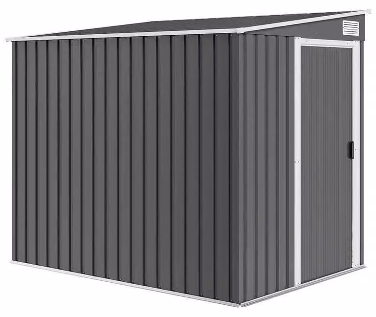 Capanno da giardino in metallo - Deposito attrezzi - 2,81 m² - 154x206,5x181 cm - Tetto a falde - Con telaio per fondamenta - Impermeabile - Verde militare
