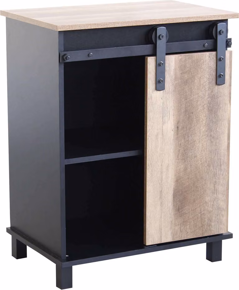 Milani Home - madia credenza moderna 60 x 40 x 78 cm, nero, legno e acciaio