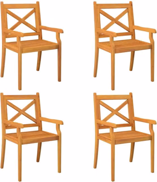 Sedie da Pranzo per Esterni 4 pz | Sedie da Esterno Grigio Legno Massello di Acacia