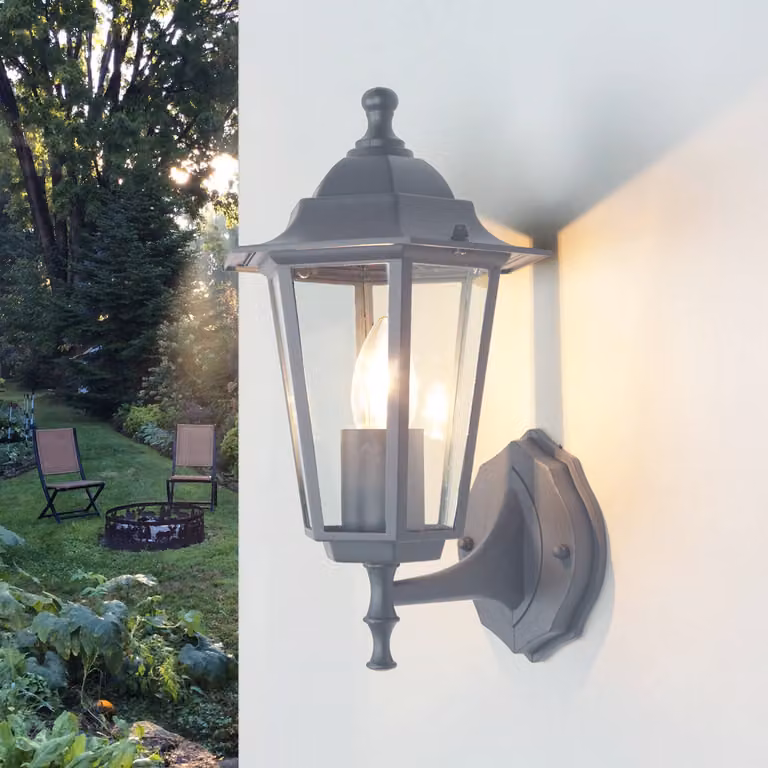 Lampada da parete per esterni antracite vetro resistente alle intemperie in fusione di alluminio Lampada da parete per esterni cortile giardino balcone porta PARIGI