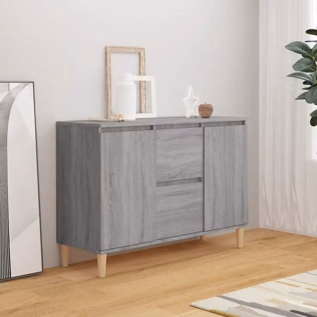 Credenza Buffet Design Mania Grigio Opaco in Legno MDF per Cucina e Soggiorno L: 101 cm, P: 35 cm, H: 70 cm