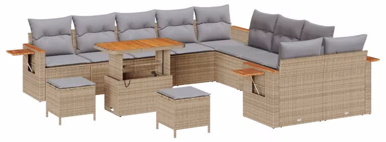 Set Divano da Giardino 13 pcs Beige polyrattan