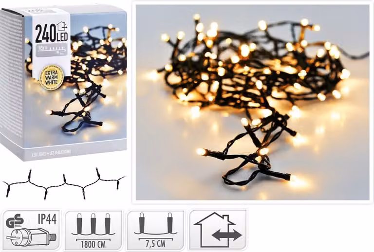Illuminazione natalizia 18 metri 240 LED - Illuminazione LED extra bianco caldo