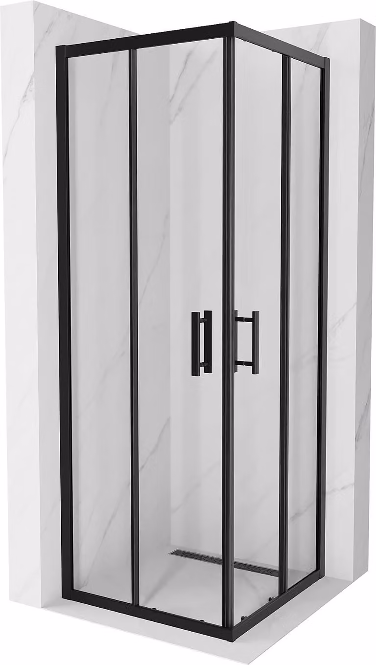 Mexen Rio cabina doccia quadrata 70 x 70 cm, trasparente, nera - 860-070-070-70-00