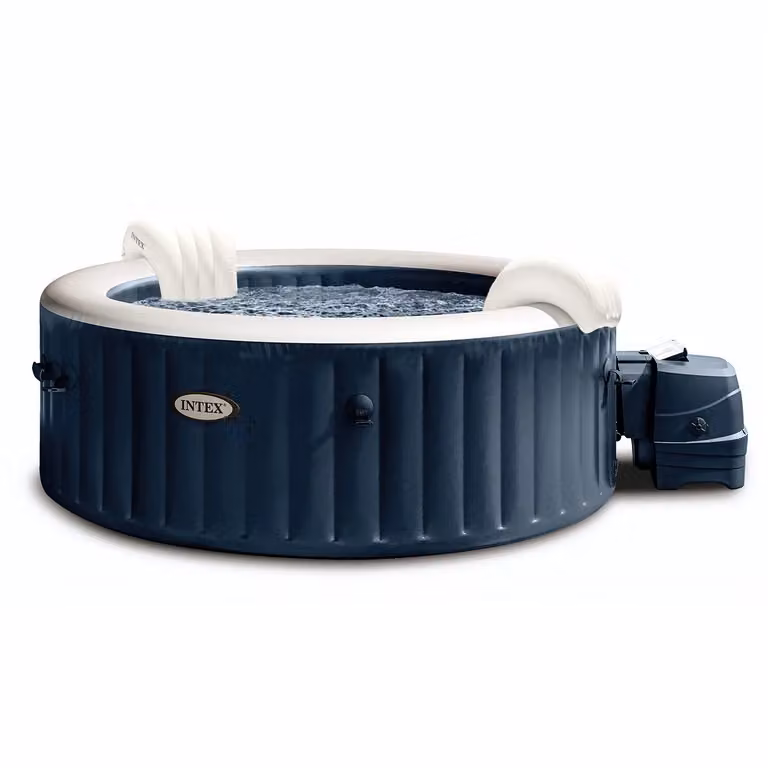 Intex PureSpa Bubble Massage Vasca Idromassaggio Gonfiabile 4 Posti Blu Navy con 140 getti e Riscaldatore 2200W, Capacità 795 L