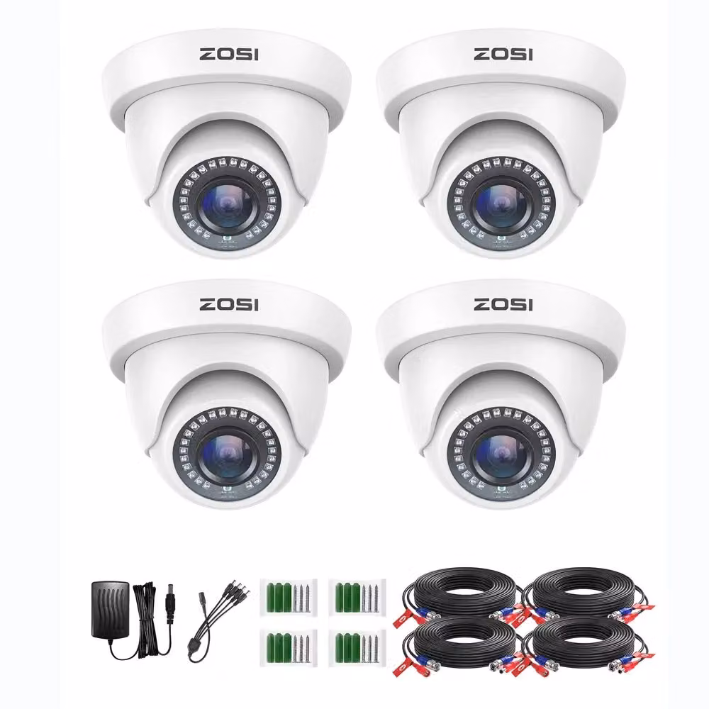 Telecamere di sicurezza, risoluzione HD 1080P, capacità di visione notturna, bianco