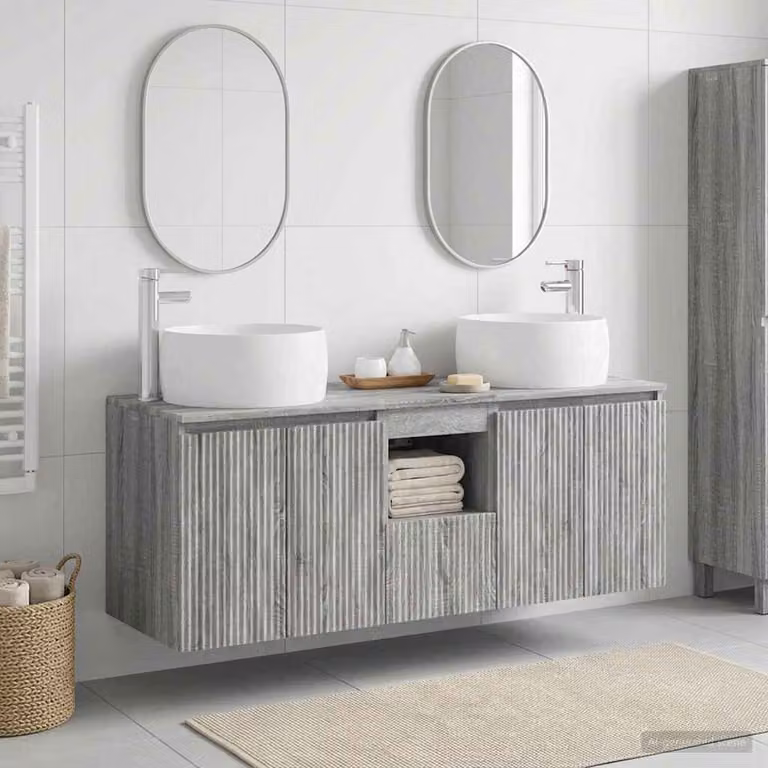 Set di 3 mobili da bagno moderni vidaXL in legno grigio L/P/H: 49,5 x 44,5 x 66 cm