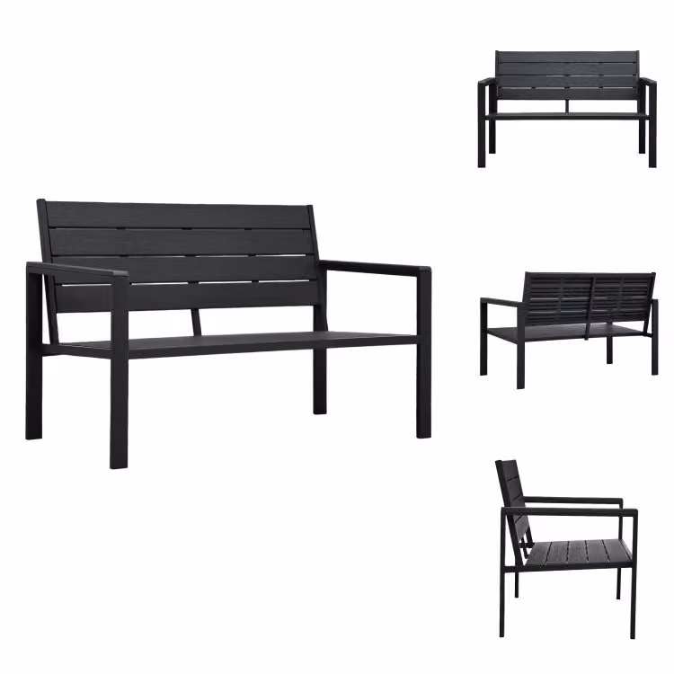 vidaXL Panchina da giardino 120 cm HDPE nero effetto legno - Panchine da giardino