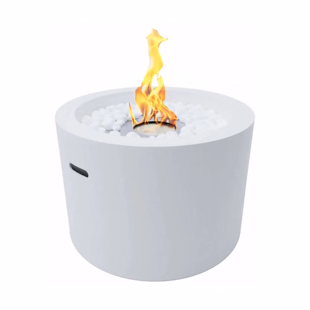 Camino a bioetanolo Aielli DMORA, Caminetto ecologico senza fumo, Bianco, L 47,5 cm x P 47,5 cm x H 32,5 cm – 2