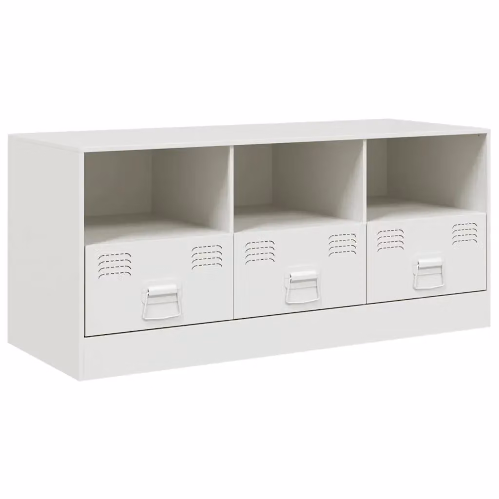 Mobile Porta TV Bianco Moderno in Metallo e MDF L: 99 cm, P: 39 cm, H: 44 cm – 2