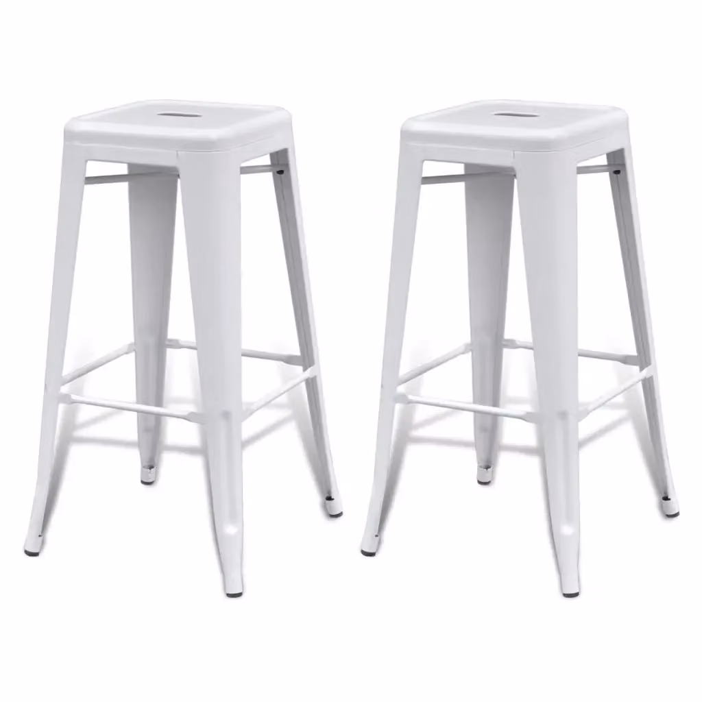 Set di 2 sgabelli da bar bianchi moderni vidaXL in metallo lucido – 2
