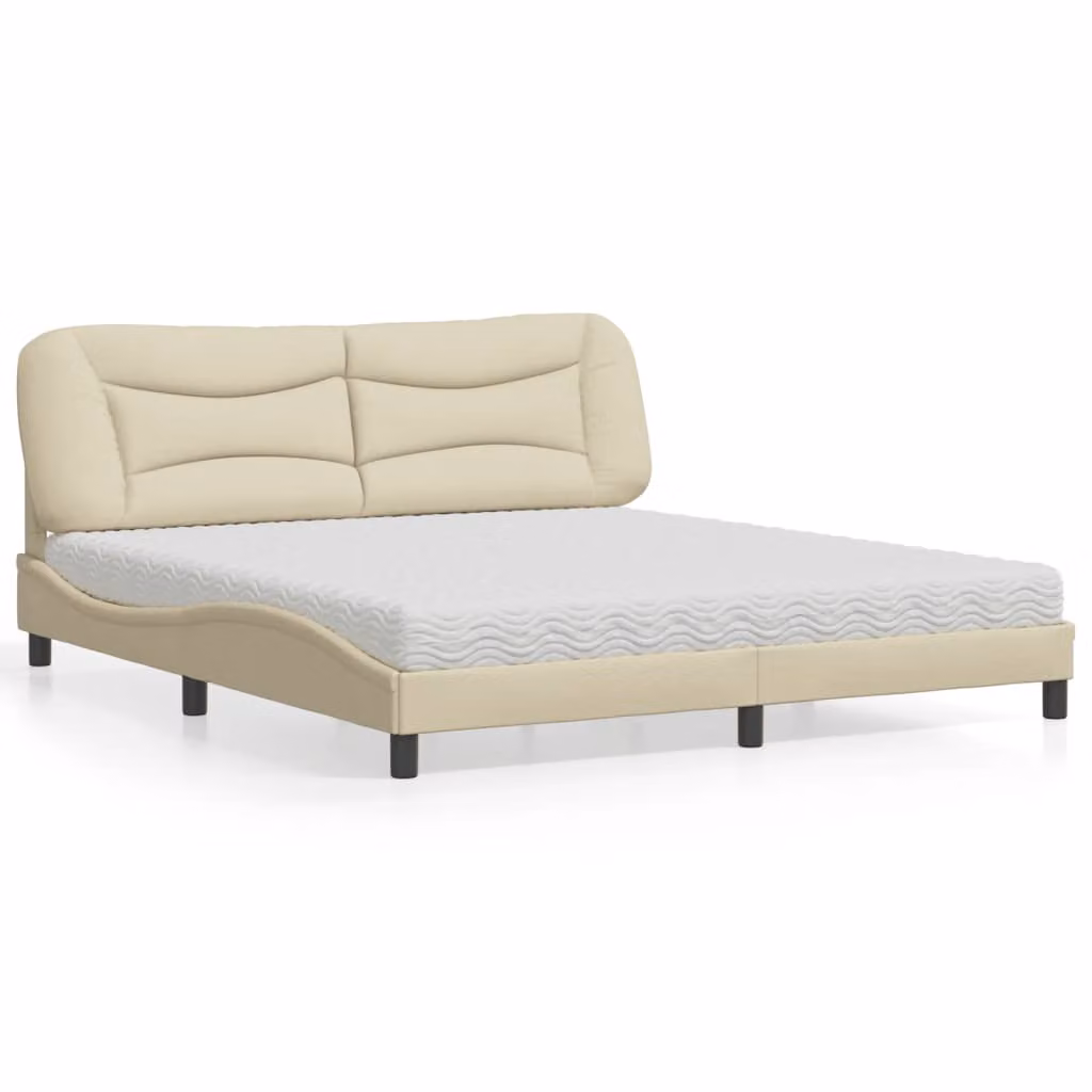 Letto con Materasso Hvar vidaXL in Tessuto Beige, L/P/H: 180 x 200 x 185 cm