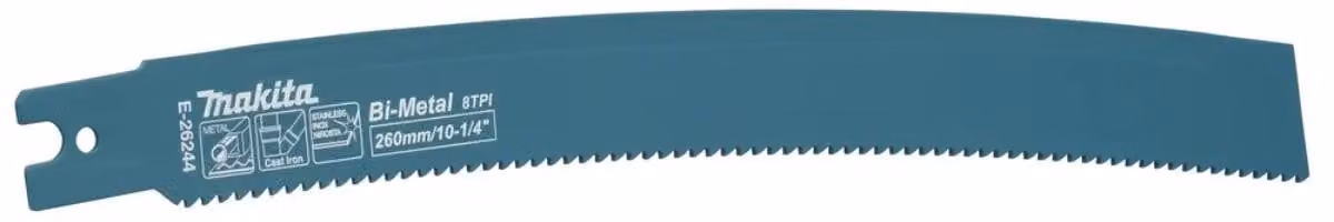 Lama per seghetto alternativo Makita 260/8Z in metallo duro (BiM) per acciaio/ghisa/acciaio inossidabile, confezione da 5 pezzi - E-26244