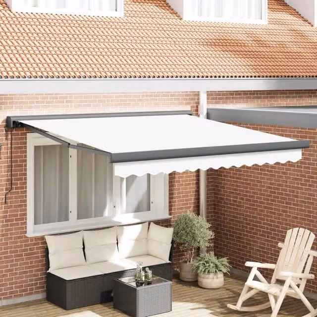 Tenda retrattile Bianco 350 x 250 x 165 cm Tessuto e Metallo 3330372