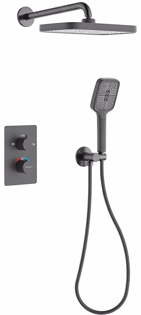 Set doccia da incasso Gina - con termostato - box - grigio antracite/grigio gunmetal