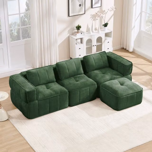 Divano modulare 271x162x67 cm senza struttura in poliestere verde