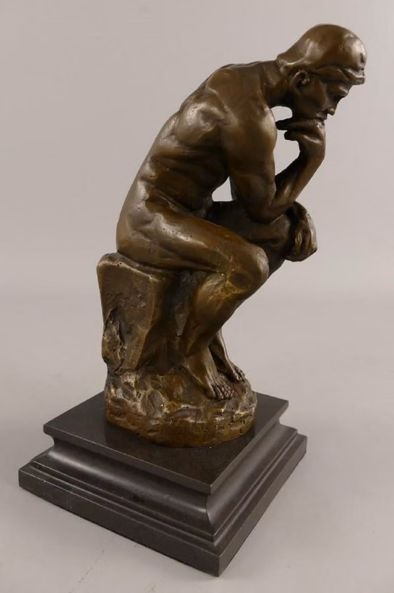 Casa Padrino Figura decorativa in bronzo Art Deco Il Pensatore Bronzo / Nero H. 26 cm