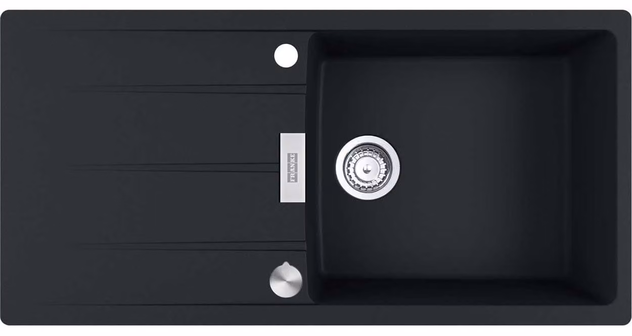 Franke Maris Centro vestavný dřez Fragranit dřez CNG 611-100 Onyx knoflík nerez od 60 cm 114.0682.503
