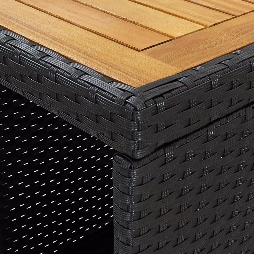 vidaXL Tavolo da bar con ripiano nero 120x60x110 cm in poly rattan