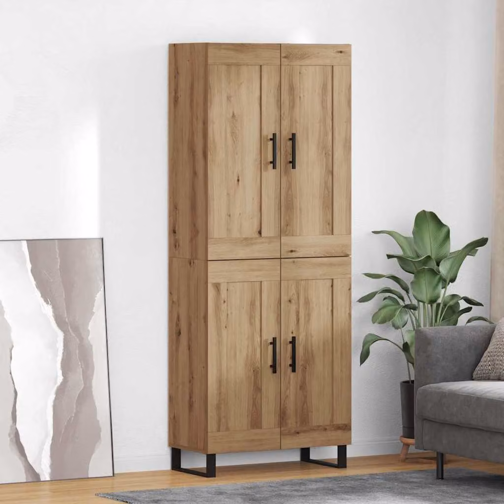 Set di 2 credenze vidaXL in stile moderno color marrone con finitura opaca, L: 69,5 cm, P: 34 cm, H: 180 cm