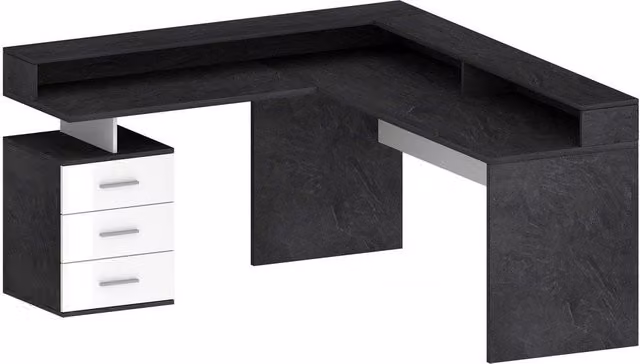 Scrivania con sopralzo e cassettiera 3 cassetti 160/180x60x90cm - NOVA