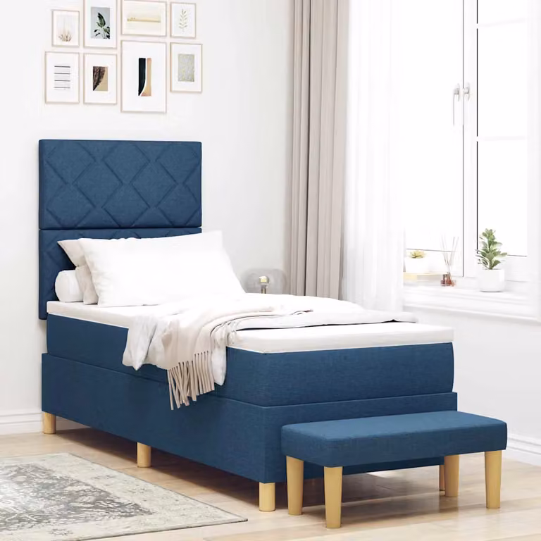Letto a molle con materasso vidaXL in tessuto blu L: 200 cm, P: 80 cm, H: 128 cm