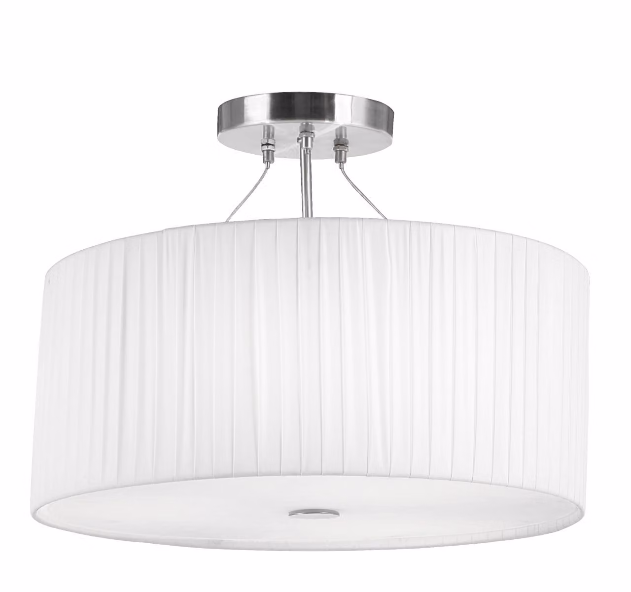 Lampada da soffitto Globo, struttura in metallo nichel opaco, paralume plissettato bianco, vetro trasparente, diametro: 450 mm, altezza: 360 mm, esclusa lampadina: 3 x E27 40W 230V