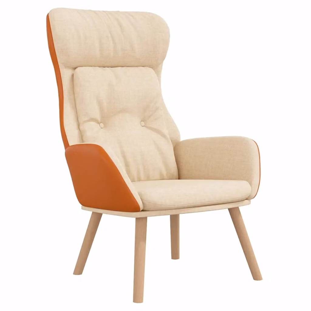 Divano Sedia-Poltrona Rilassante Beige in Tessuto e PVC con Braccioli e Struttura in Metallo – 2