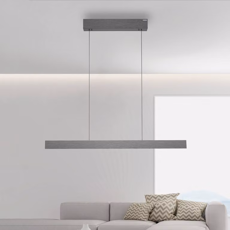 PURE Lampada LED a sospensione E-Motion, platino, CCT dimmerabile, Alluminio / Grigio / Zincato, Soggiorno / Sala da pranzo, Alluminio, Moderno